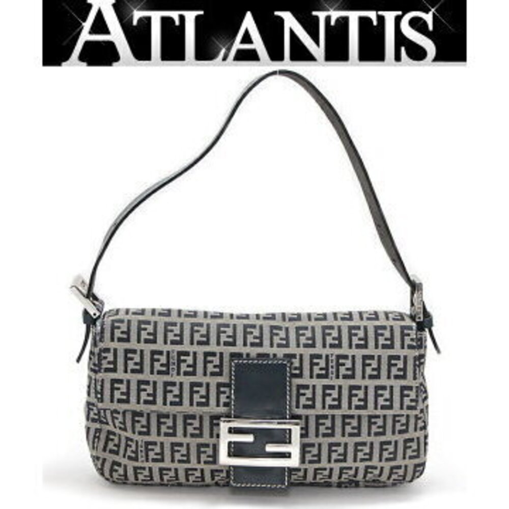 FENDI Mamma Bucket Zucchino Shoulder Bag Navy Blue Canvas